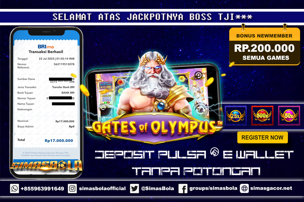 JACKPOT SLOT GATES OF OLYMPUS PRAGMATIC PLAY 23 JULI 2023