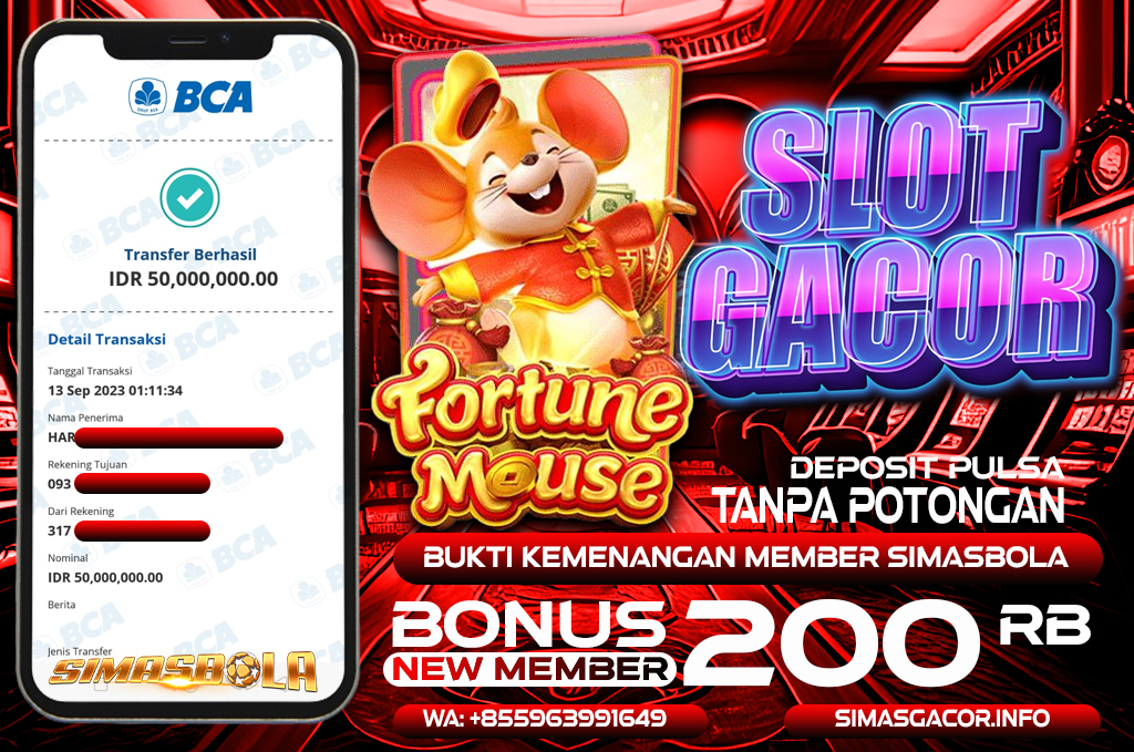 BUKTI KEMENANGAN FORTUNE MOUSE GACOR MEMBER SIMASBOLA 13 SEPTEMBER 2023