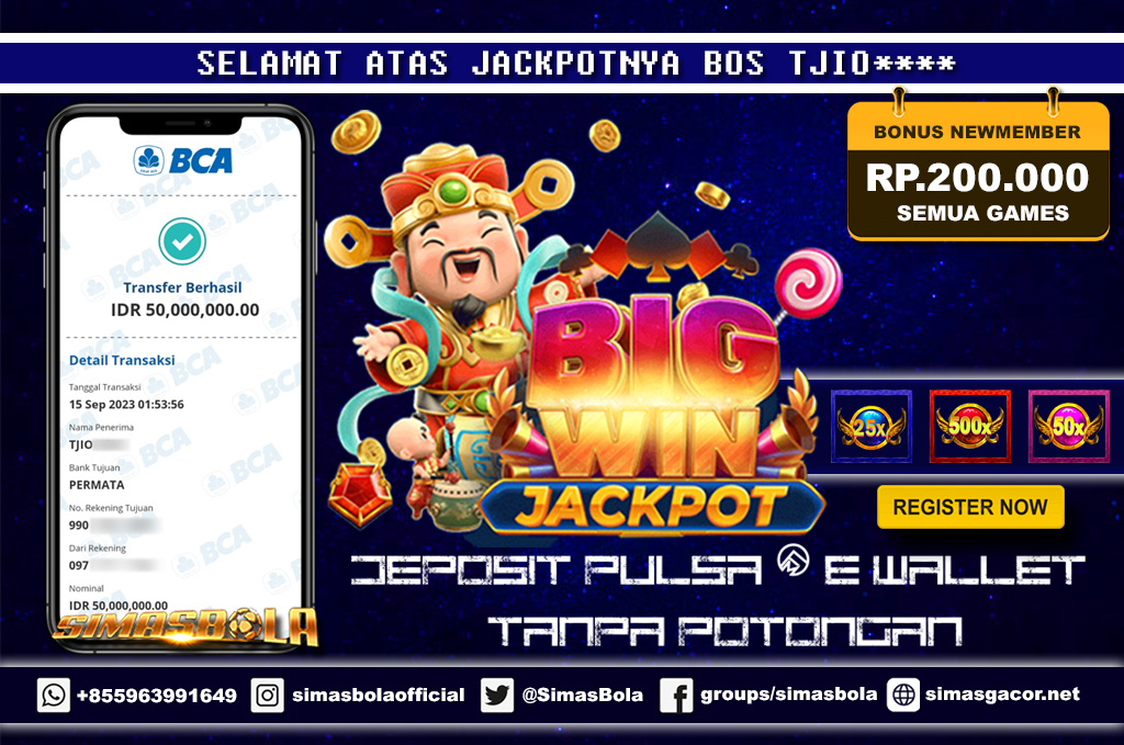 BUKTI TRANSFER HADIAH JACKPOT SIMASBOLA 15 SEPTEMBER 2023