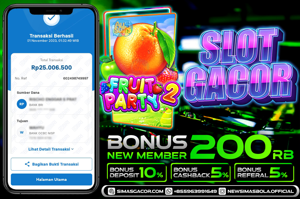 BUKTI PEMENANG FRUIT PARTY 2 PRAGMATIC PLAY SIMASBOLA 01 NOVEMBER 2023