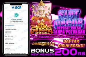 BUKTI KEMENANGAN GANESHA GOLD MEMBER SIMASBOLA 11 OKTOBER 2023