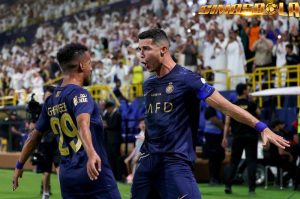 Cristiano Ronaldo mencetak gol ke-45 miliknya sepanjang 2023 saat membawa Al Nassr menang dalam lawatan ke markas Al Wehda.