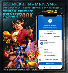 BUKTI PEMENANG TANGGAL 18 FEBRUARI 2024, Selamat Kepada Member Setia SIMASBOLA Yang Sudah Memenangkan Permainan Slot