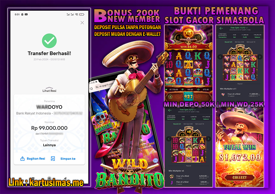 BUKTI PEMENANG TANGGAL 23 FEBRUARI 2024, Selamat Kepada Member Setia SIMASBOLA Yang Sudah Memenangkan Permainan Slot Bosku DOY