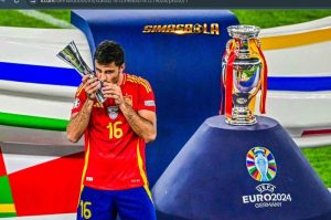 Gelandang Timnas Spanyol, Rodri, sangat bangga dengan timnya karena menjadi kampiun Euro 2024 dengan melibas empat juara Piala Dunia.