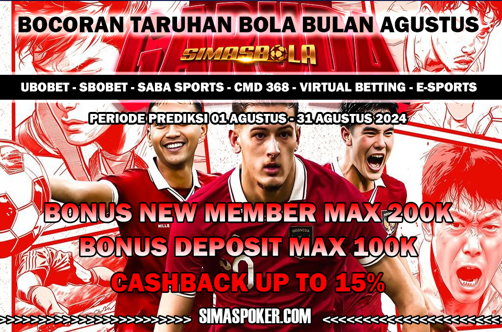 PERTANDINGAN BOLA 04 AGUSTUS – 05 AGUSTUS 2024. SIMAS BOLA ADALAH SITUS BETINGAN ONLINE SLOT TERLENGKAP DAN TERPERCAYA NOMOR 1 DI INDONESIA.