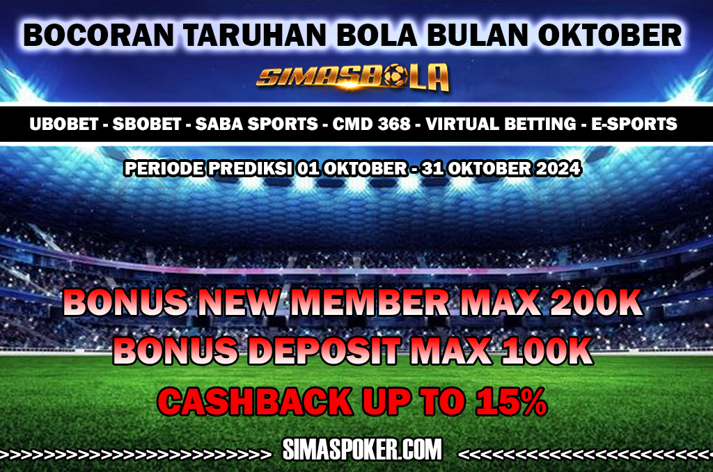 PREDIKSI PERTANDINGAN BOLA 23-24 OKTOBER 2024. SIMAS BOLA ADALAH SITUS BETINGAN ONLINE SLOT TERLENGKAP DAN TERPERCAYA NOMOR 1 DI INDONESIA.