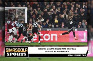 Arsenal menang mudah atas West Ham dan naik ke posisi kedua