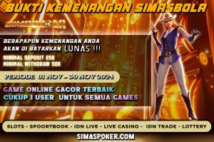 BUKTI PEMENANG HARI INI TANGGAL 07 NOVEMBER 2024. SIMAS BOLA ADALAH SITUS BETINGAN ONLINE SLOT TERLENGKAP DAN TERPERCAYA NOMOR 1 DI INDONESIA