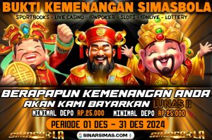 BUKTI PEMENANG HARI INI TANGGAL 07 DESEMBER 2024. SIMAS BOLA ADALAH SITUS BETINGAN ONLINE SLOT TERLENGKAP DAN TERPERCAYA